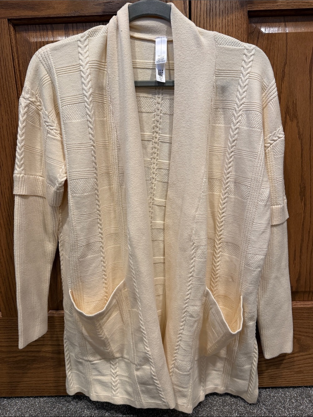 MarlaWynne Cream Open-Front Knit Cardigan